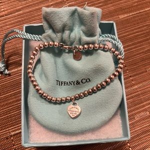 Tiffany and Co silver and pink beaded bracelet